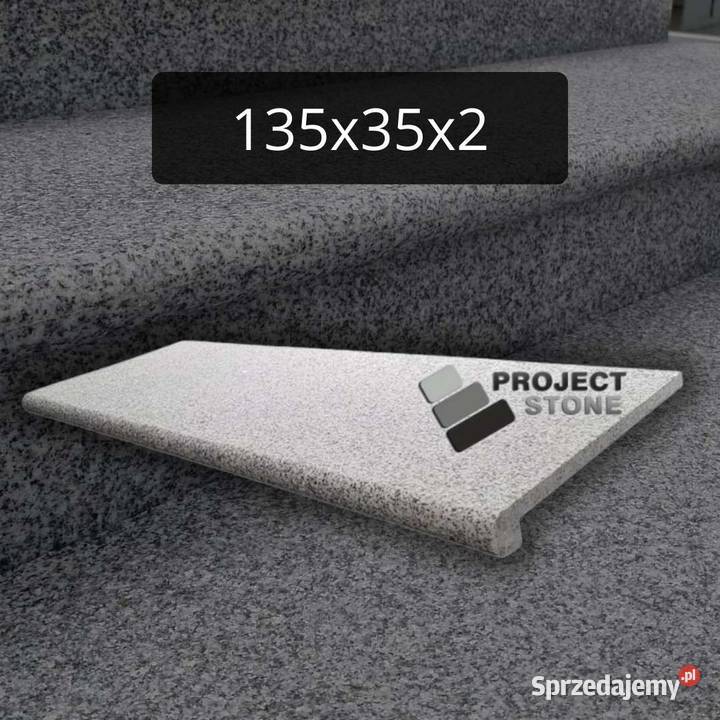 Stopień granitowy szary G603 Bullnose 135x35x2