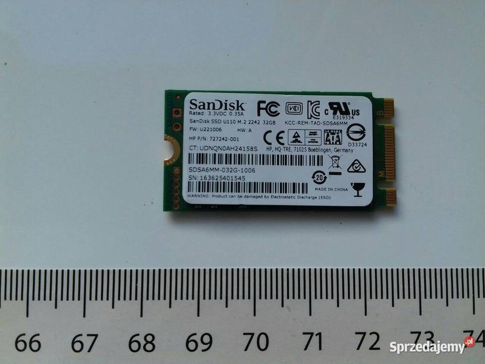Dysk SSD 32GB M2 SATA SanDisk U110 2242 33V 035A Bydgoszcz