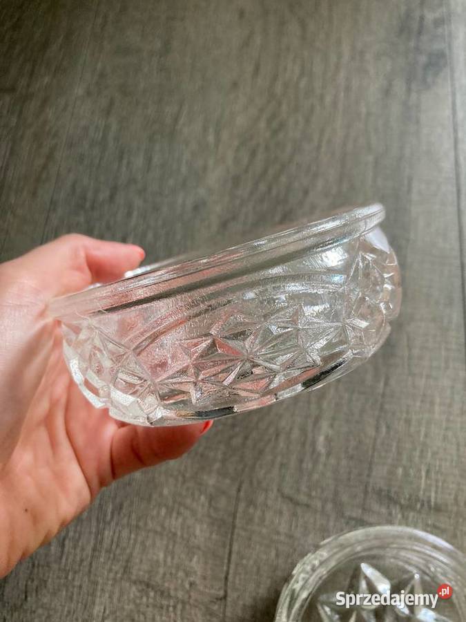 Nowe szklane miseczki pudełko 2w1 kryształ Nisko