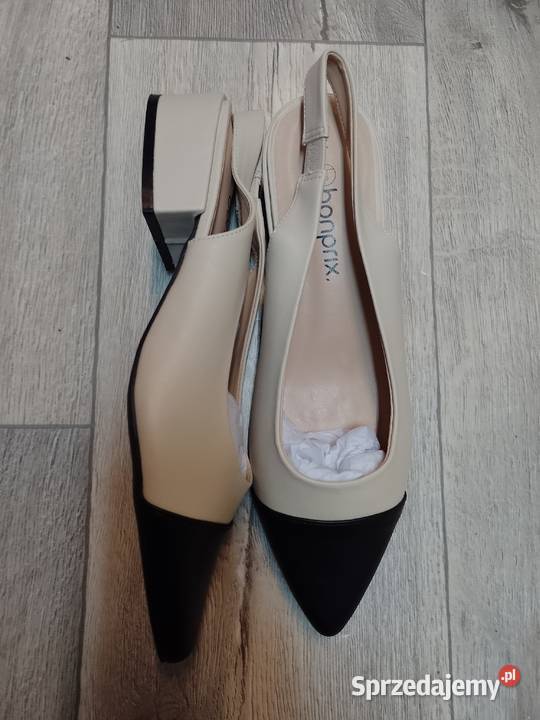 41 bpc Bonprix Beżowo czarne niskie czółenka Damskie Kraków