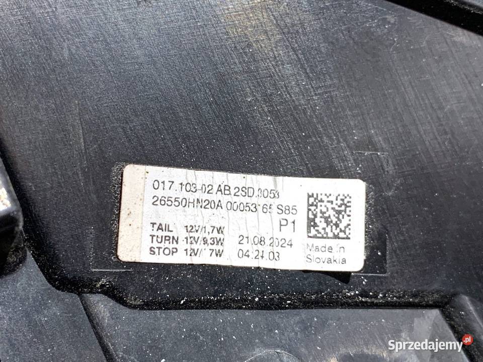 LAMPA PRAWY TYŁ NISSAN QASHQAI J12 26550HN20A