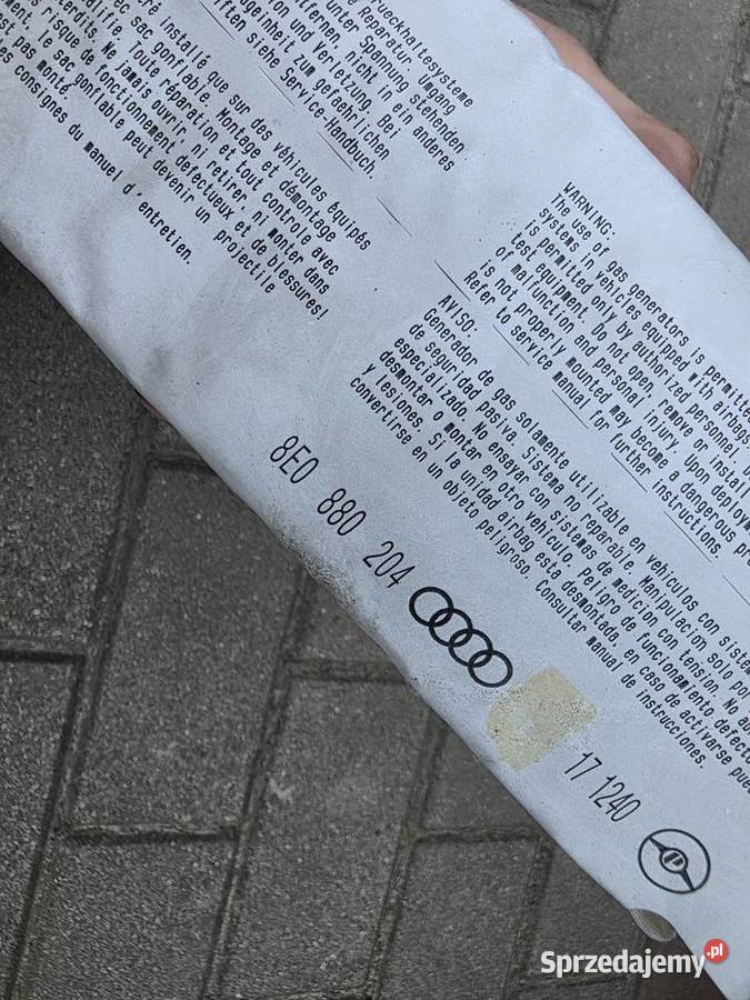Poduszka Airbag pasażera Audi a4b6 8E0880204B Rok produkcji 2001 Pozostałe Iława