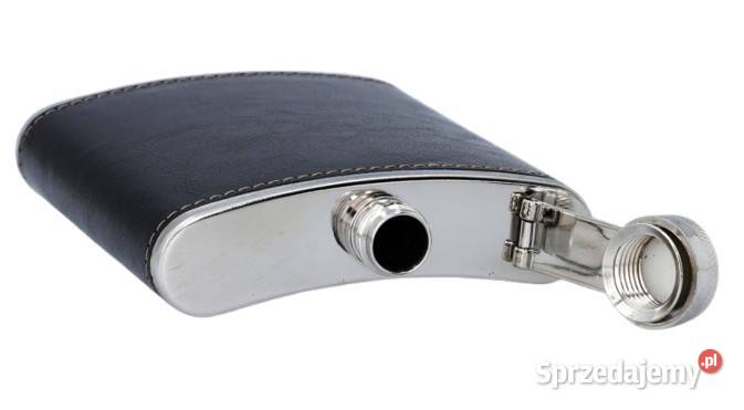 Piersiówka ze Stali Nierdzewnej Czarna EkoSkóra Ostrowy nad Okszą