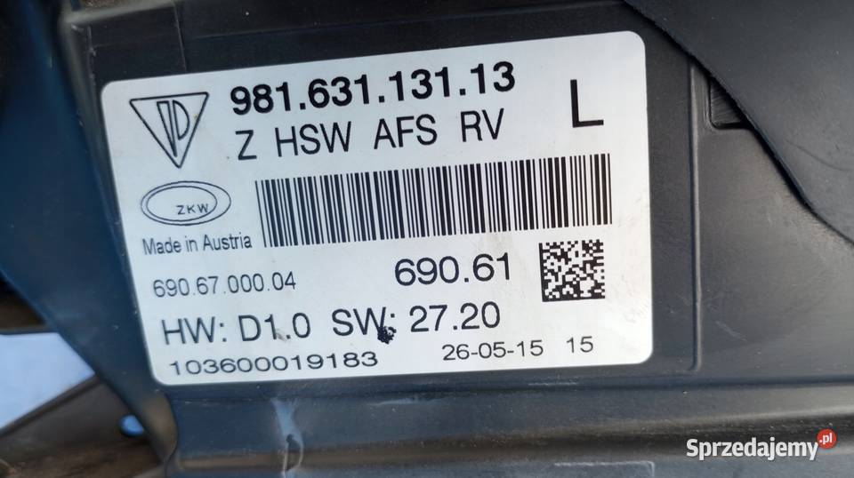 LAMPA LEWY PRZÓD XENON EU PORSCHE 981 BOXSTER Nowy Tomyśl sprzedam