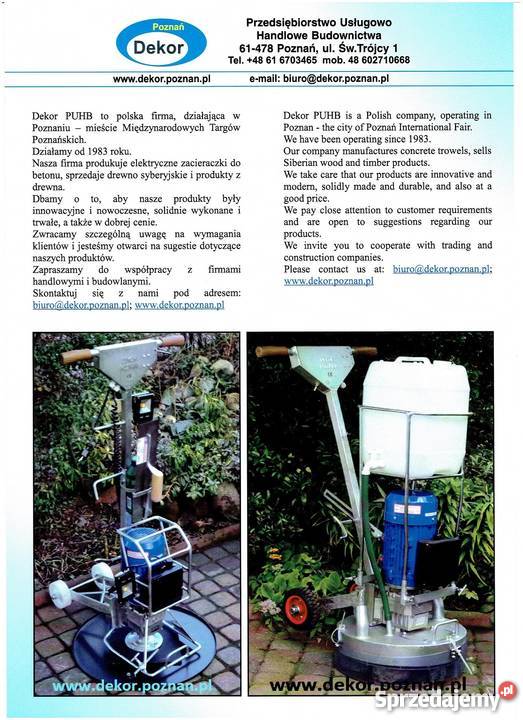 Zacieraczka do betonu wielkopolskie Poznań