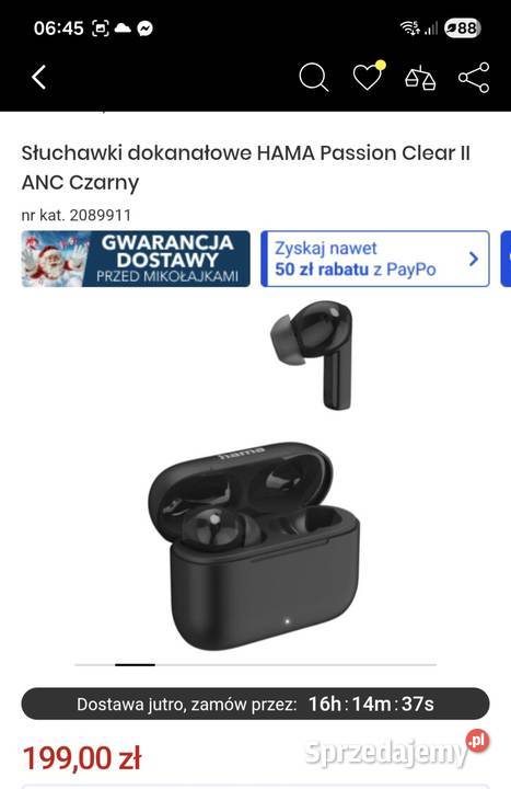 Słuchawki dokanałowe HAMA Passion Clear II ANC Audio Małkinia Górna