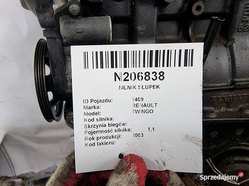 SILNIK SŁUPEK RENAULT TWINGO 12 8V D7F702 Lipno sprzedam