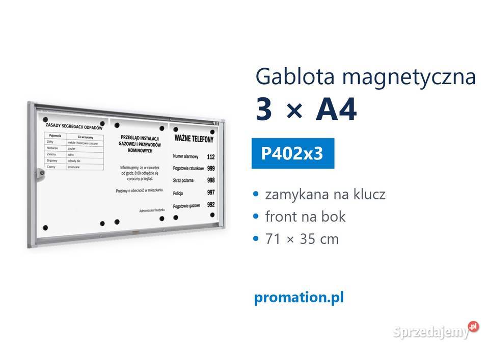 Gablota Magnetyczna Zamykana 3xA4 Wewnętrzna Warszawa