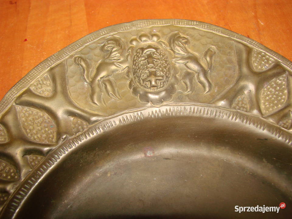 stara mosiężna popielniczka z herbem Gdańska Pruszcz Gdański