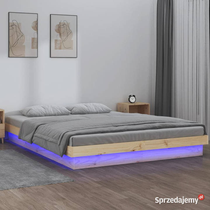 Rama łóżka z LED lite drewno 120x200 WM819967 123cm mazowieckie Warszawa