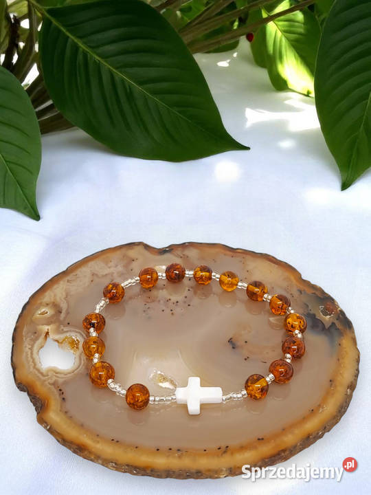 Bransoletka różaniec dziesiątka różańca BURSZTYN Biżuteria