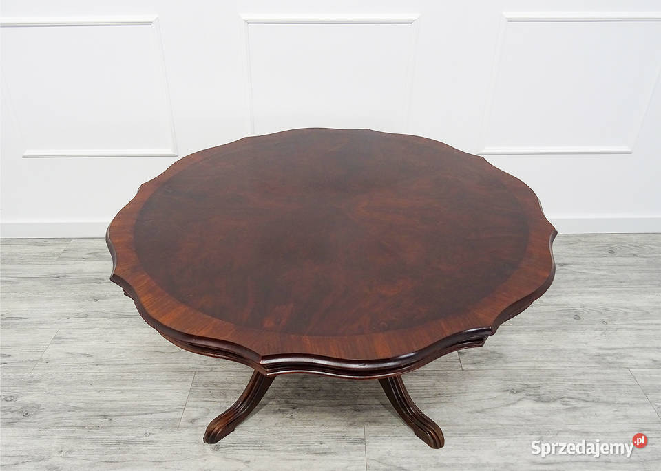 Stylowa ŁAWA orzechowa do salonu Okrągła Ława Kalisz