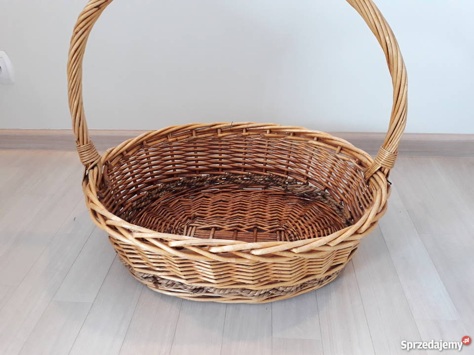 duży wiklinowy koszykna prezent rączka na kwiaty Gdańsk