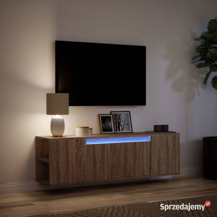 Ścienna szafka TV z LED brązowy dąb 135x31x395 Warszawa sprzedam
