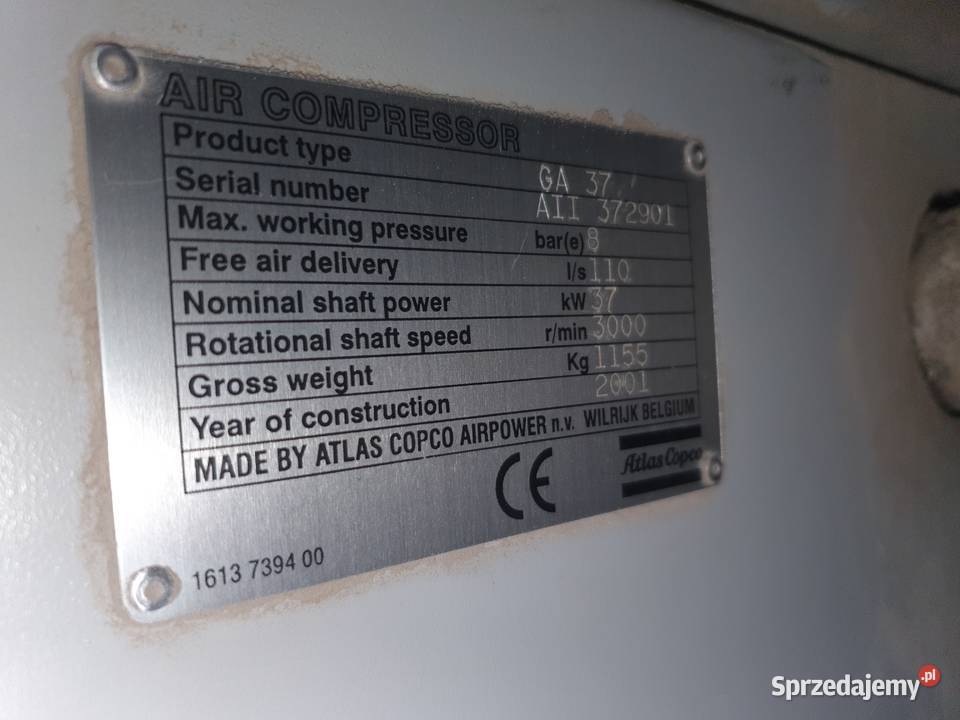 PRĘŻARKA ŚRUBOWA ATLAS COPCO GA377 piaskowanie Suchedniów