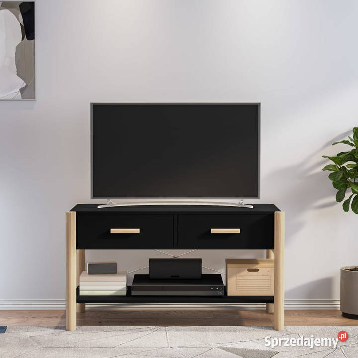 Szafka pod TV czarna 82x38x45 materiał RTV Warszawa
