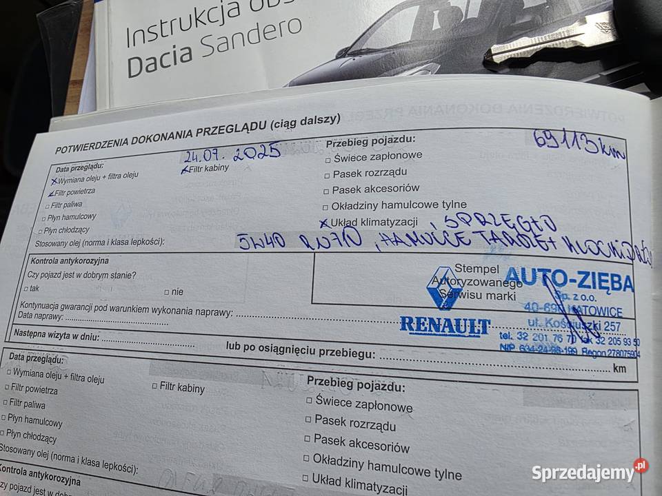 Dacia Sandero 14 69 klimatyzacja krajowy pełny Siewierz sprzedam