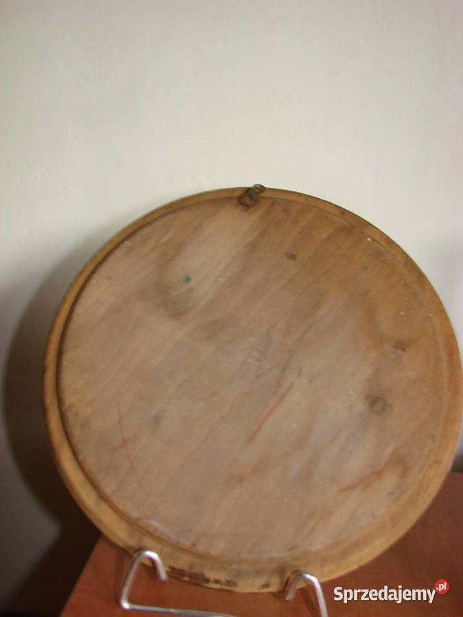 drewniany talerz dekoracyjny PRL Pruszcz Gdański