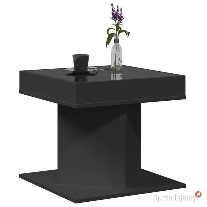 Stolik kawowy z LED czarny 50x50x45 materiał mazowieckie Warszawa sprzedam