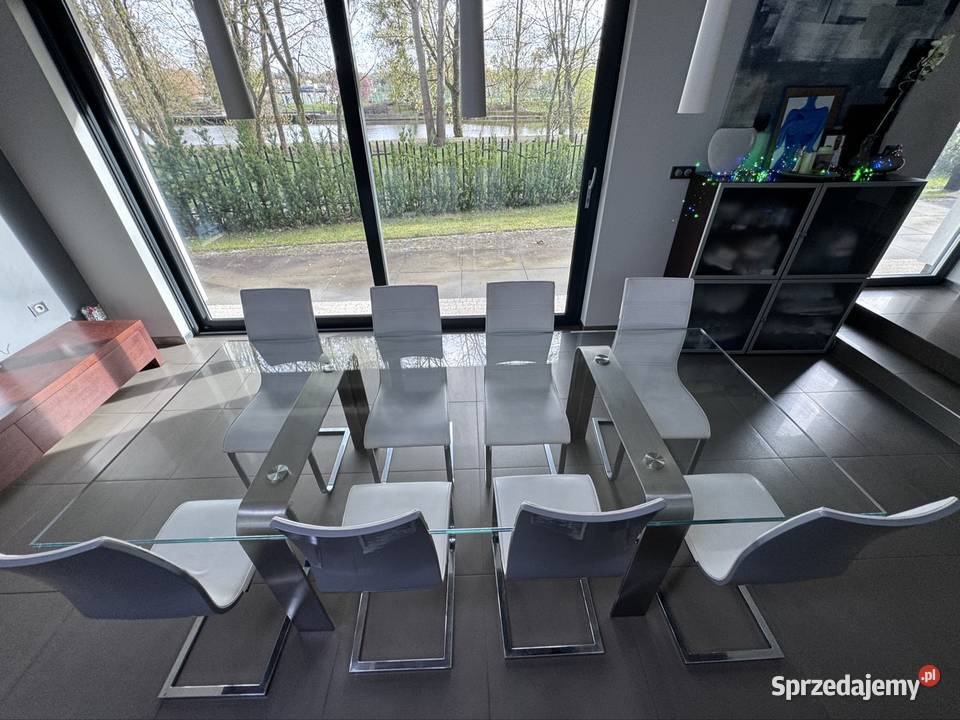 Luksusowy Stół szklany z nogami z nierdzewnymi 120cm Bydgoszcz
