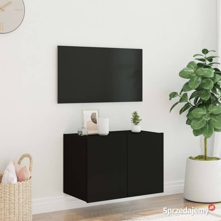 Ścienna szafka TV z LED czarna 60x35x41 WM837304 Warszawa