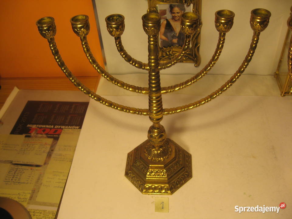 Mosiężny świecznik menora Mosiądz Kolekcja Poznań sprzedam