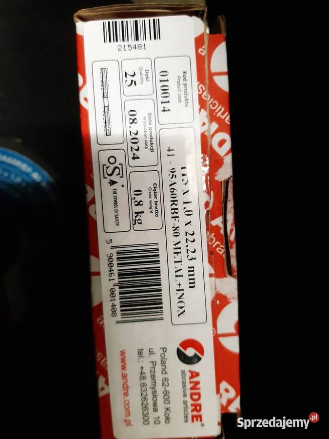 Tarcza do cięcia stali 115x1x22 ANDRE Łęczna