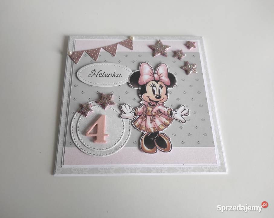 Kartka ręcznie robiona na urodziny Myszka Minnie