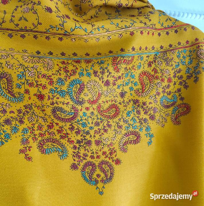 Duży szal orientalny indyjski haftowany haft Szczecin