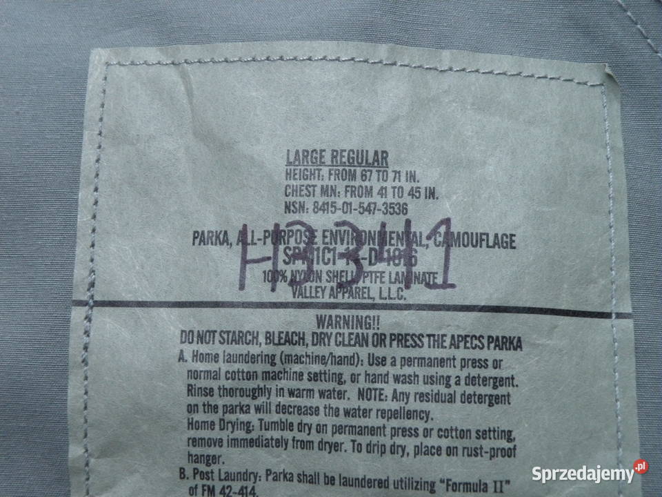 Kurtka goretex USAF tiger stripes Large regular Wrocław