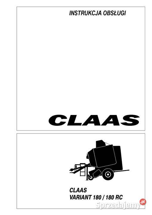 CLAAS VARIANT 180 180 RC prasa instrukcja Szamotuły