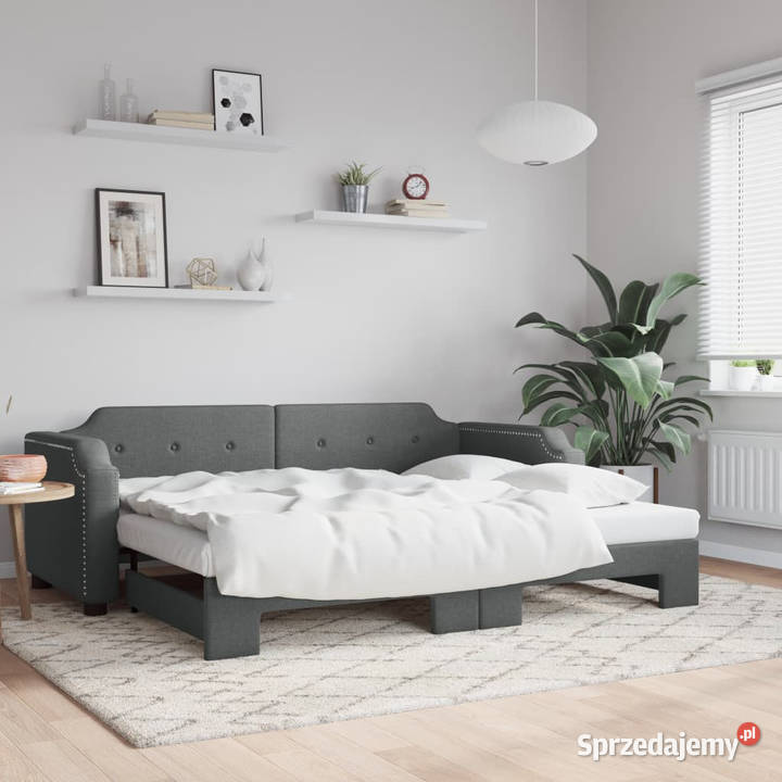 Leżanka rozsuwana ciemnoszara tkanina 80x200 Warszawa sprzedam