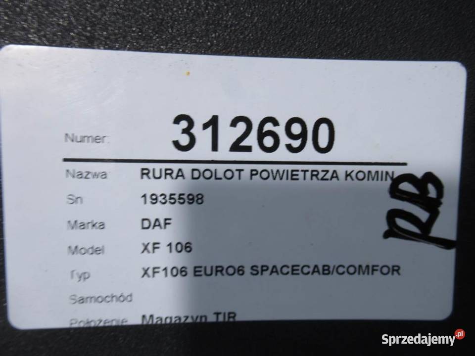 RURA DOLOT POWIETRZA KOMIN DAF N 1935598 PRZEWÓD