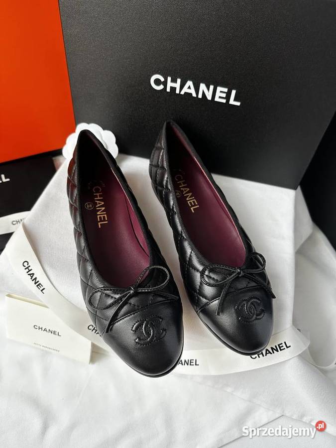 Baleriny Chanel Flats Cambon Black Leather Warszawa