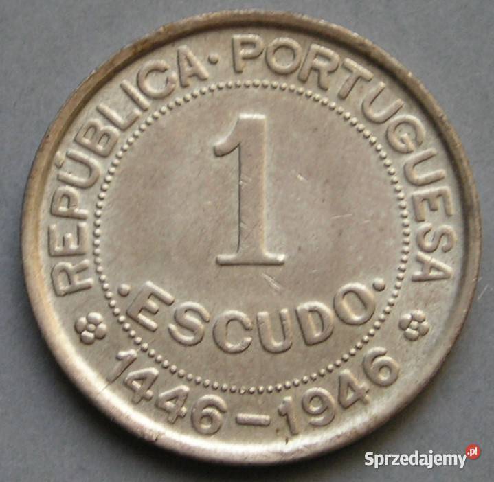 GWINEA PORTUGALSKA 1 ESCUDO 1946 STAN 12 Numizmatyka Łódź sprzedam