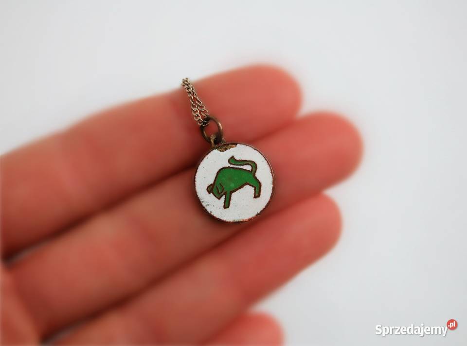 Byk zodiak emalia cloisonne brąz wisiorek lubelskie Lublin
