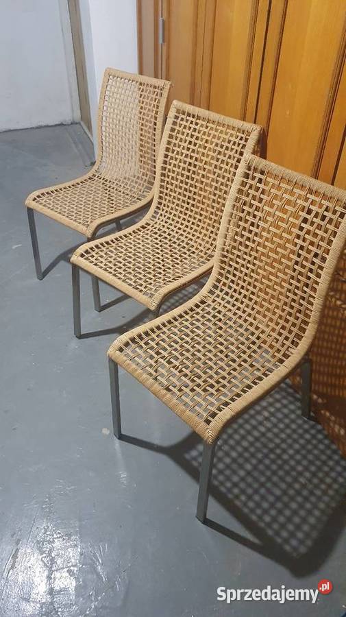Nowoczesne krzesła rattanowe na metalowych Warszawa sprzedam