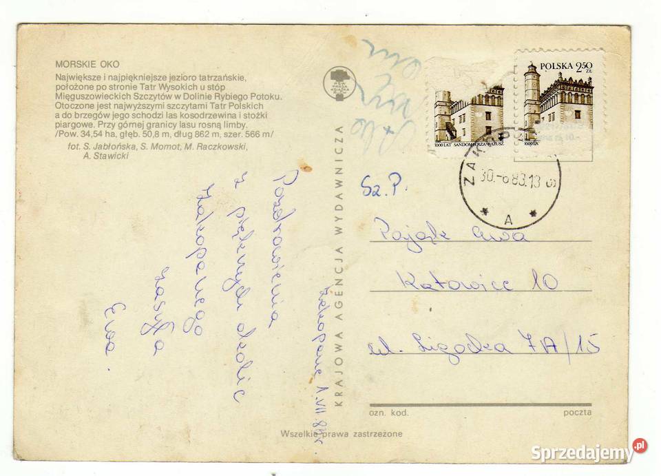 TATRY MORSKIE OKO POCZTÓWKA WIELOWIDOKOWA sprzedam