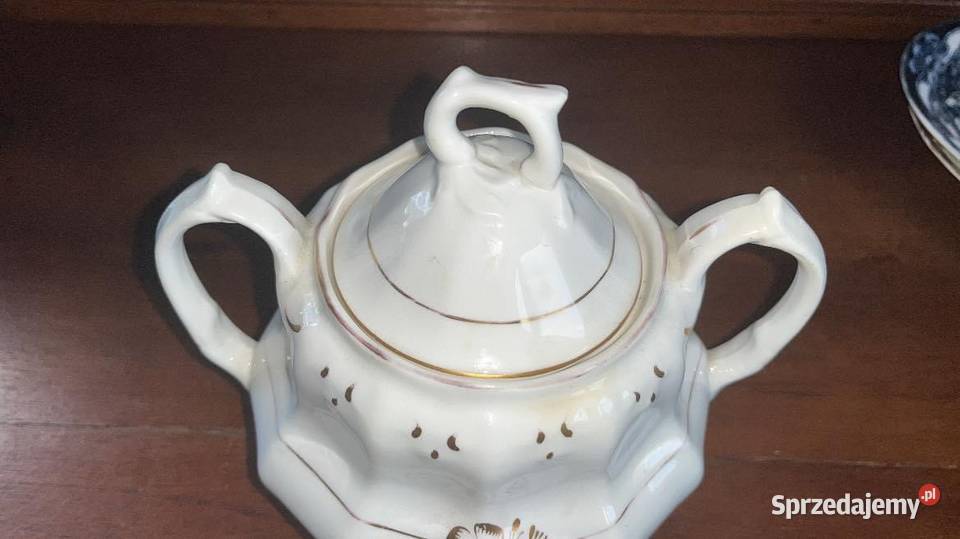 Wielka Cukiernica biała ze złotem Bez sygnatury Gdańsk