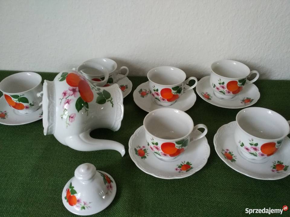 Sygnowany 5 osobowy komplet z jabłuszkami Gorlice