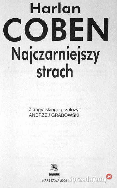 Najczarniejszy strach Harlan Coben Rok wydania 2005 Pozostałe