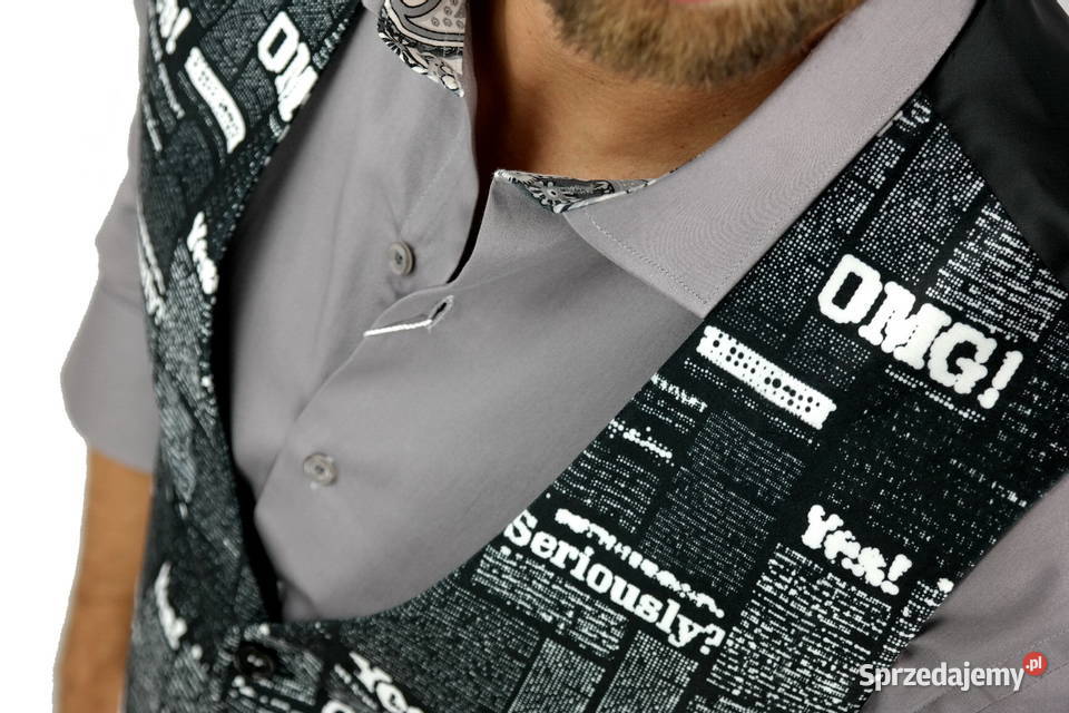 GIOVANNI PERA Kamizelka Męska D610 gazeta różne Odzież codzienna