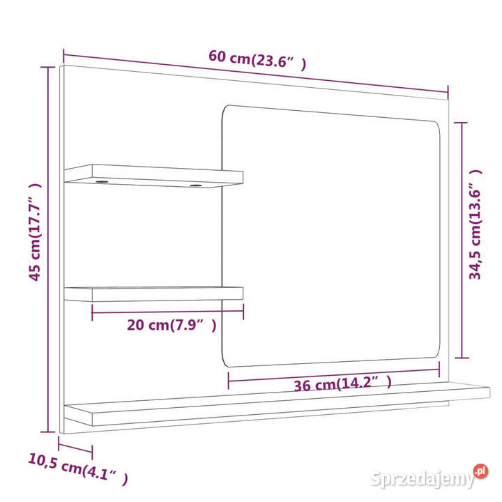 Lustro łazienkowe przydymiony dąb 60x105x45 sprzedam