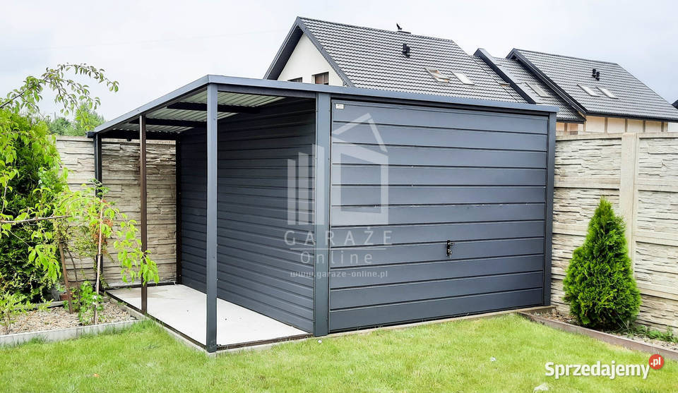 GARAŻ BLASZANY 3m x 5m wiata 1m spad tył Brama 15m2 Gdów