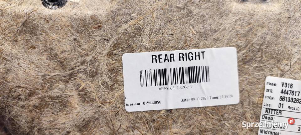 VOLVO XC40 BOCZEK DRZWI PRAWY TYŁ 31407698