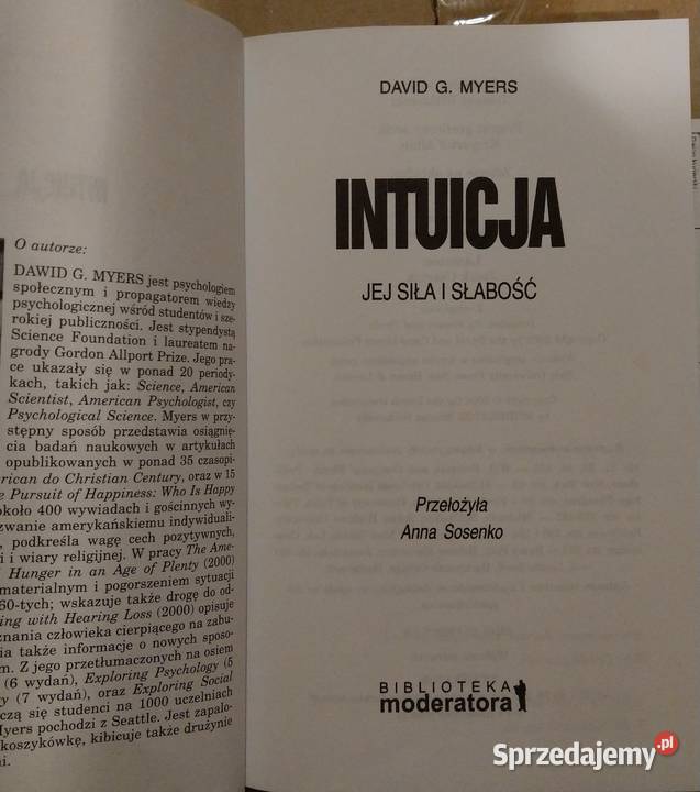 Intuicja Jej siła i słabość David G Myers NOWA mazowieckie