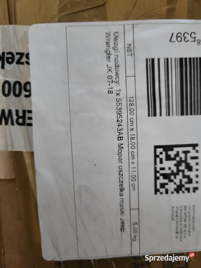 Uszczelka maski Mopar 55395243AB Jeep Wrangler łódzkie Brzeziny