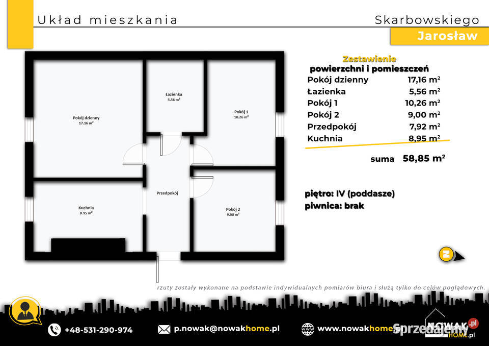 Mieszkanie Jarosław Skarbowskiego 5885 m 3