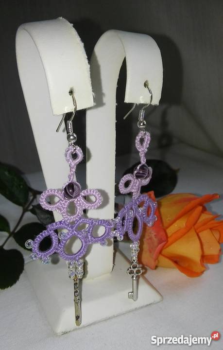 Kolczyki Frywolitkowe Kolczyki Wiśniowa