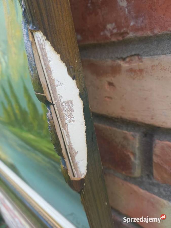 Obraz olejny namalowany na płótnie w drewnianej Gawroniec